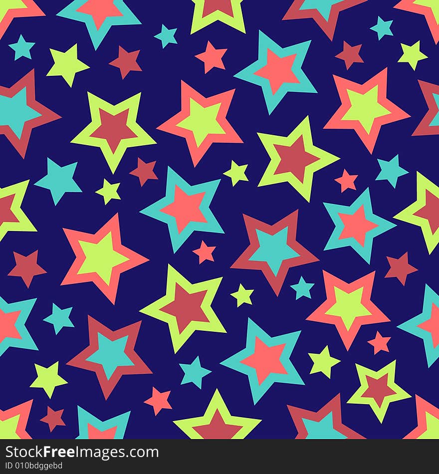 Stars illustration in bold colors on navy blue background. Stars illustration in bold colors on navy blue background