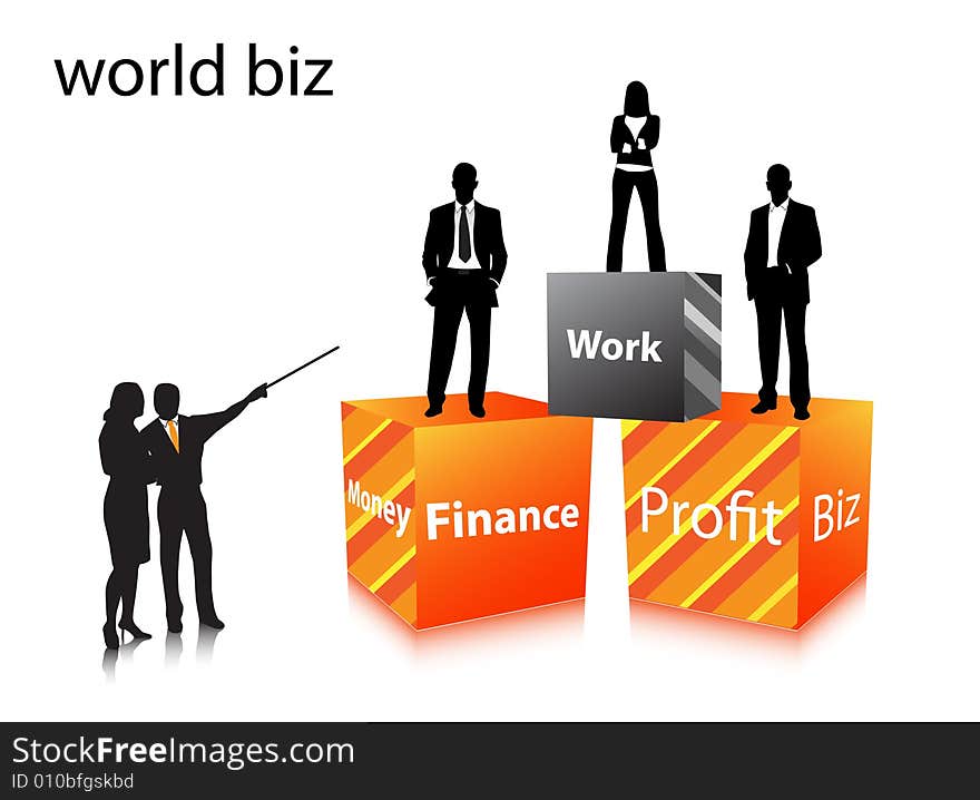 Illustration of business people... world biz