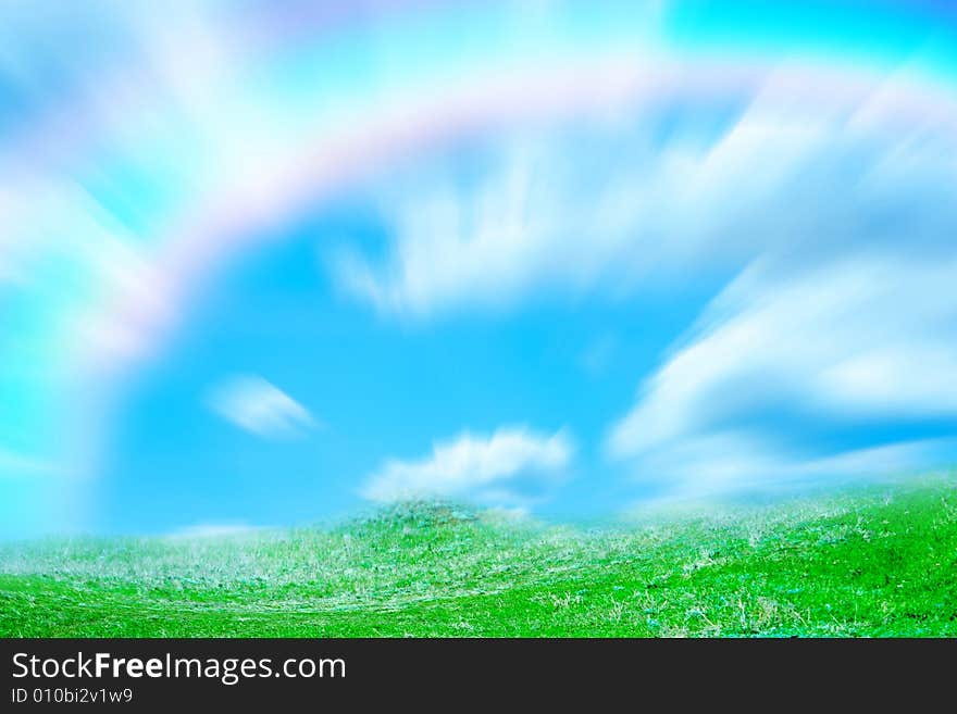 Sky and cloud on green year landscape. Sky and cloud on green year landscape