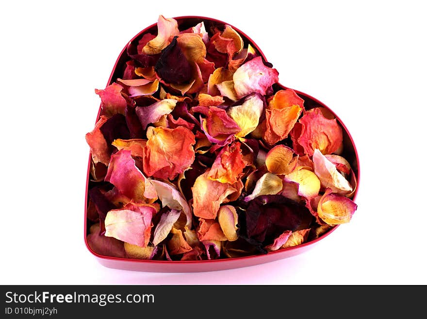 Heart with rose on the white background