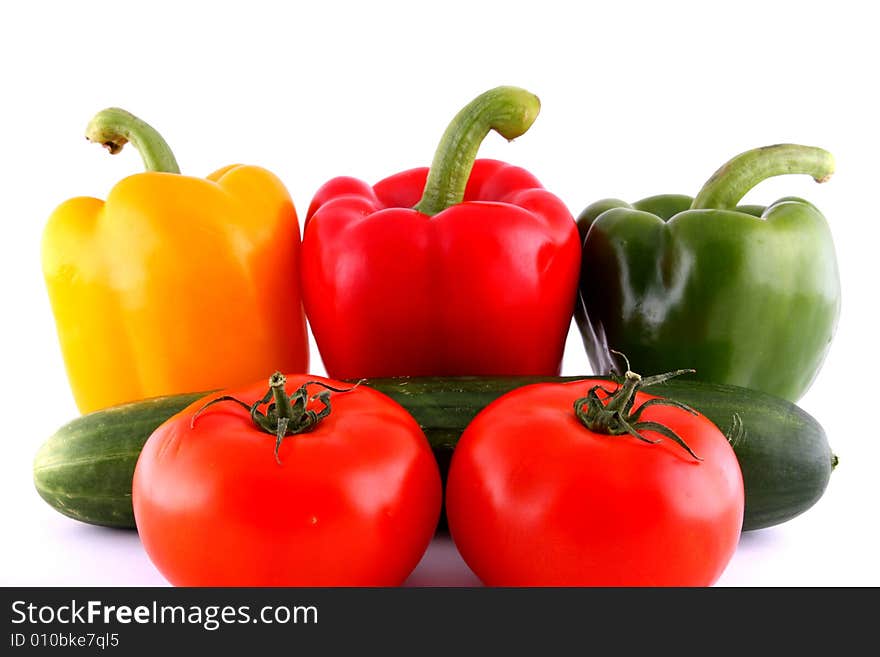 Vegetables on the white background