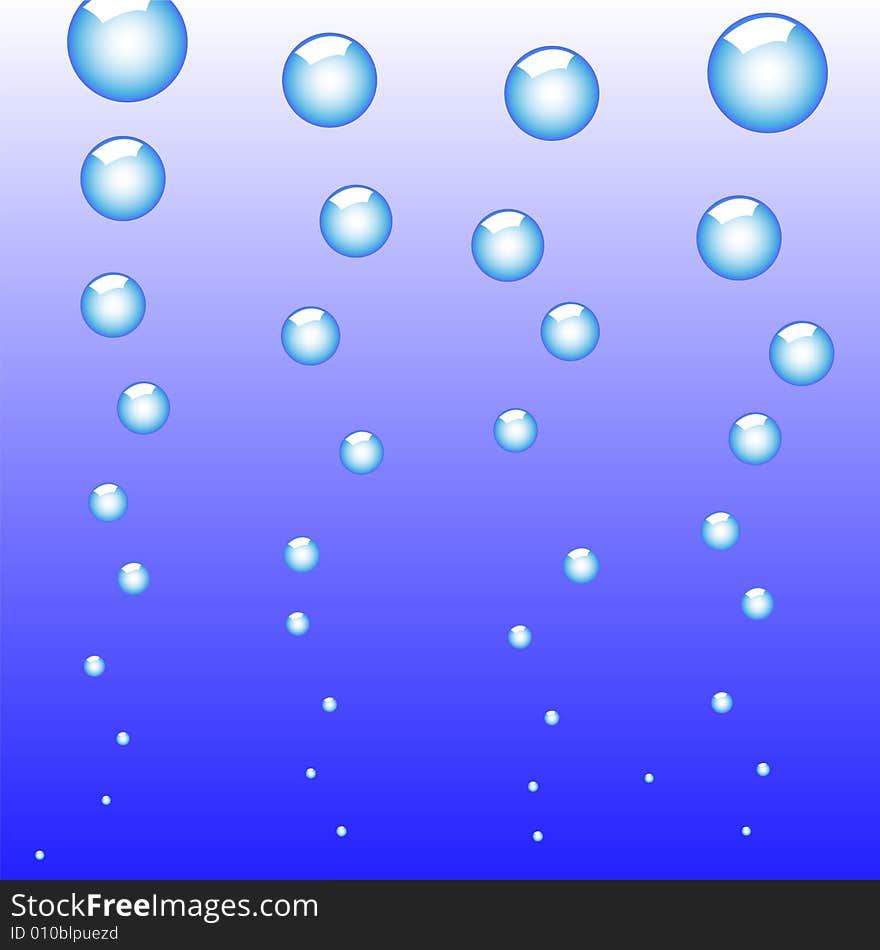 Blue water and bubbles, vector illustration