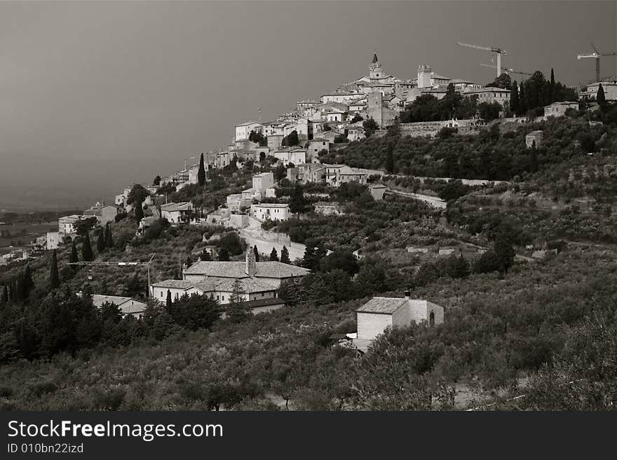 Photo of Trevi in umbria, toned bw