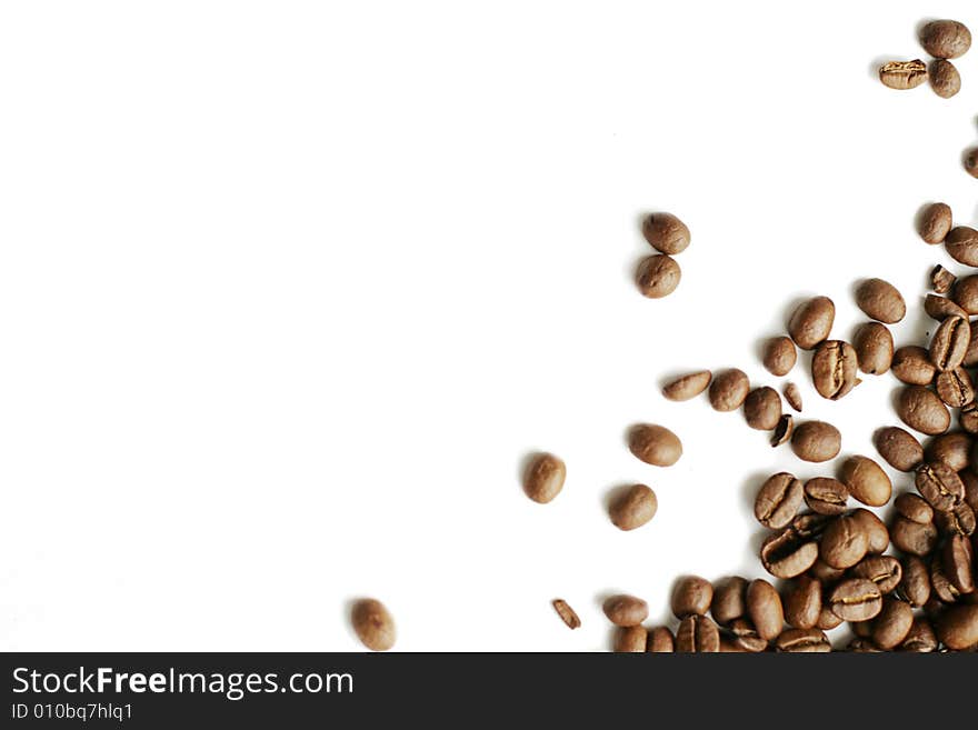 Coffee beans on white background