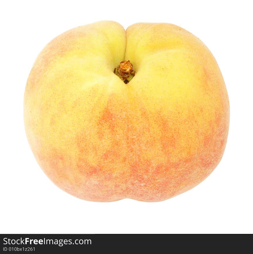 Nice fresh peach isolated over white with clipping path