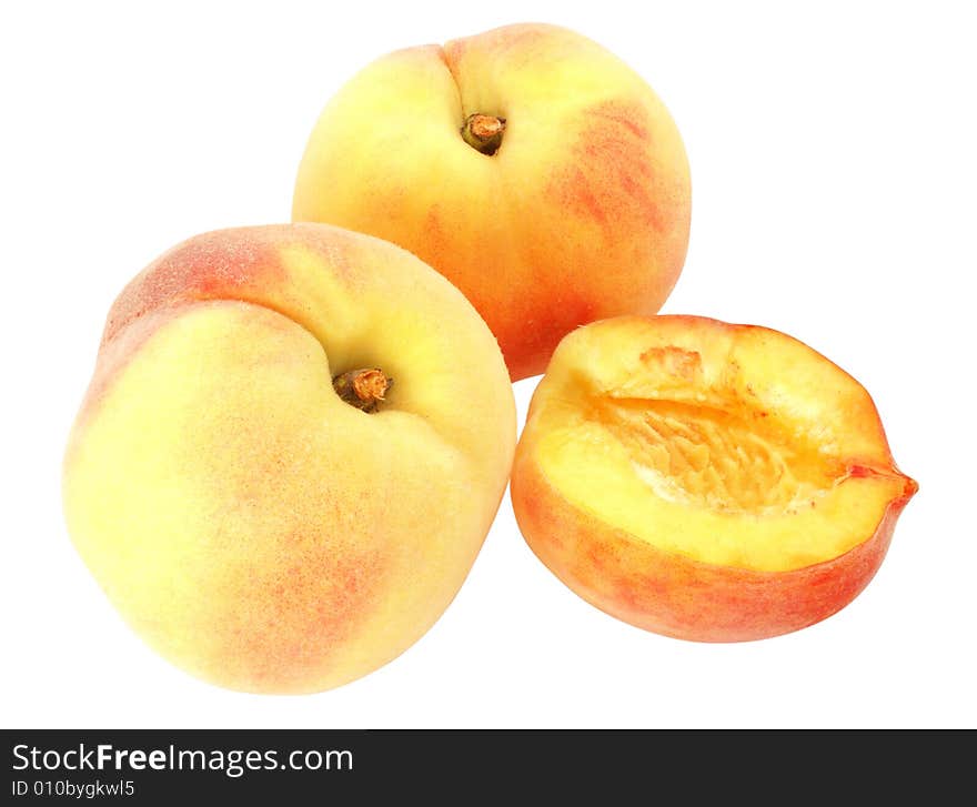 Nice fresh peach isolated over white with clipping path