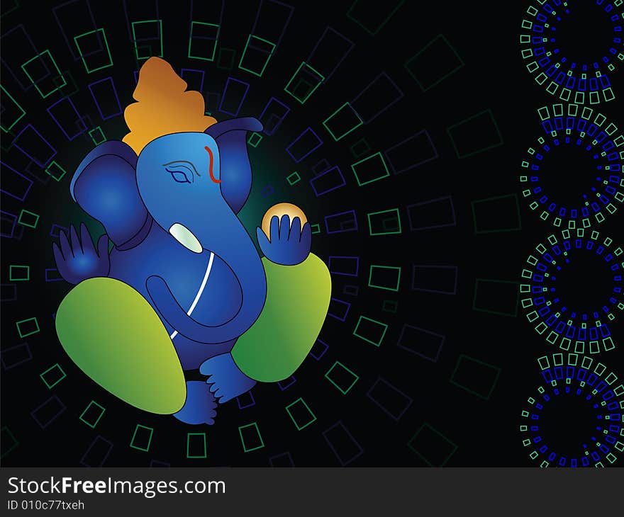 Hindu God Blue ganesh( son of shiva) on abstract background. Hindu God Blue ganesh( son of shiva) on abstract background