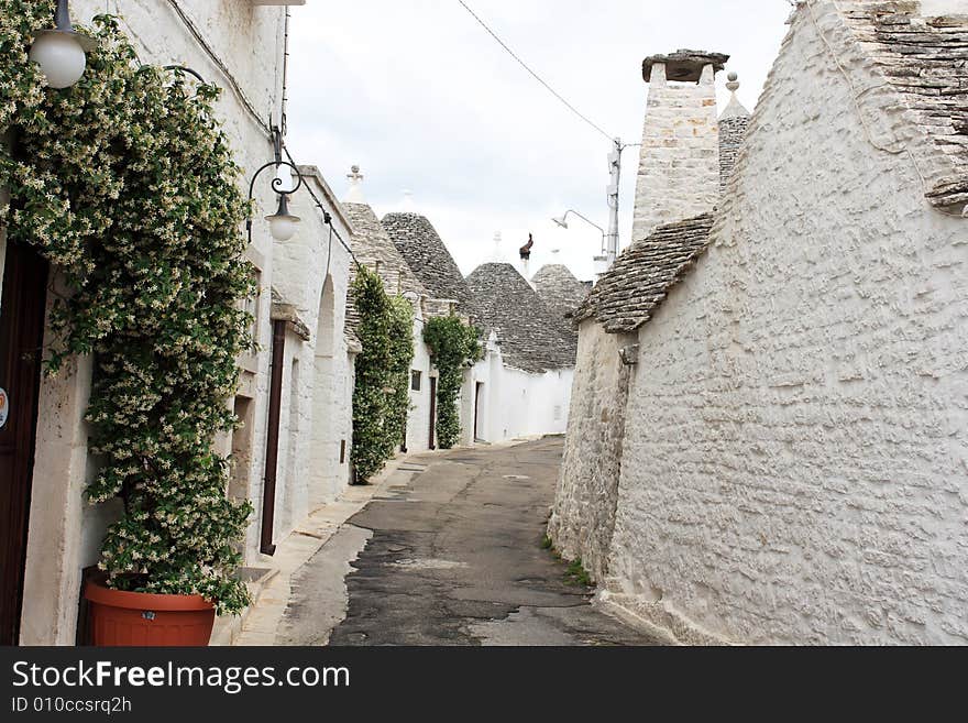 Trulli, the ancient and typical rural houses in Alberobello, region of Puglia, Italy