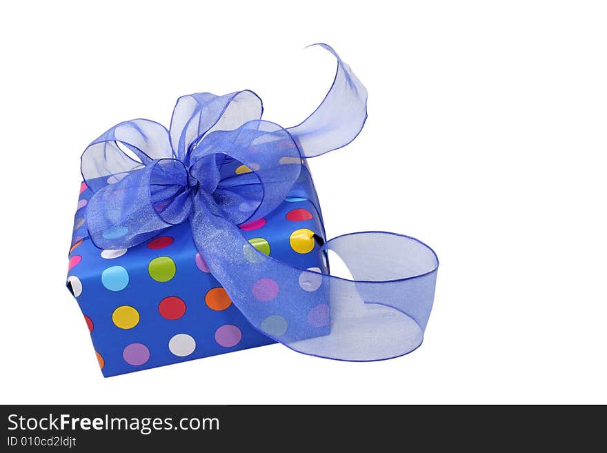 Blue gift box isolated on white background