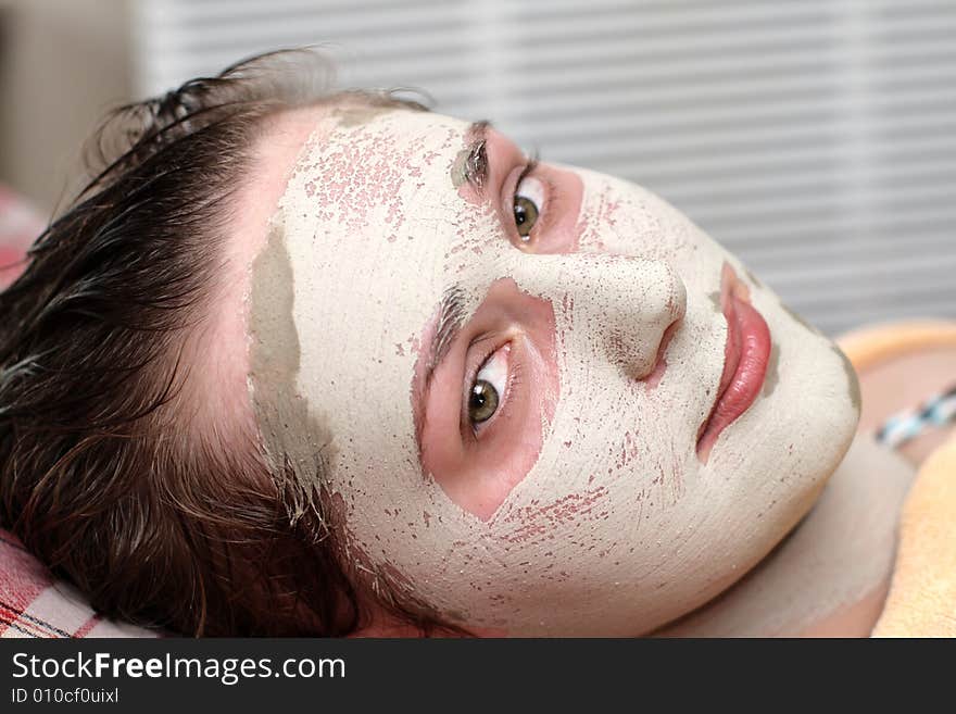 Brunette in mask