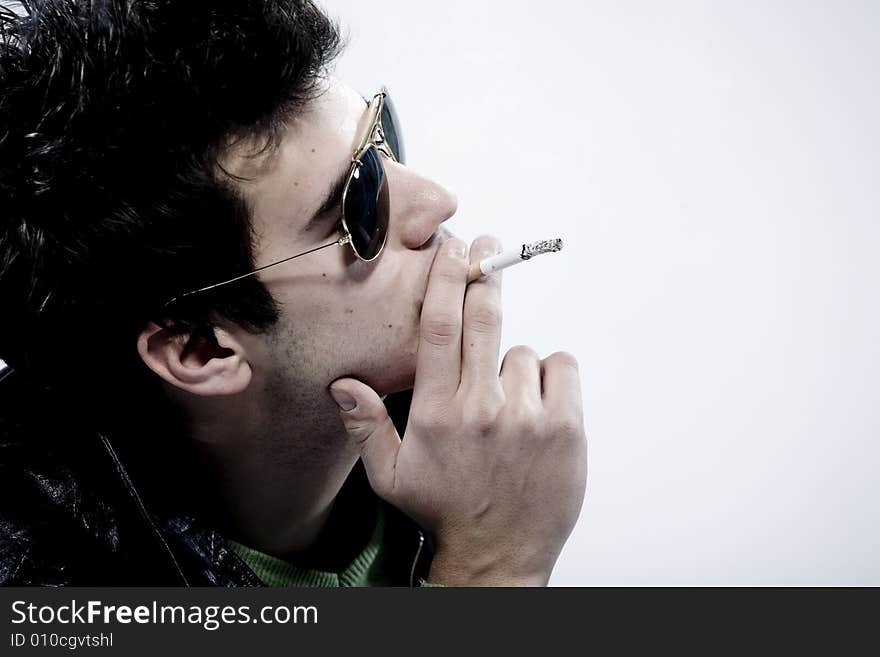 Boy smoking a cigarette