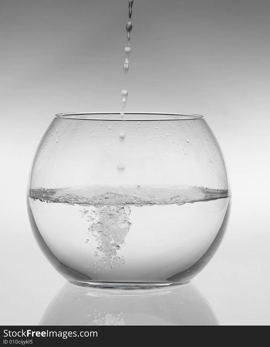 Round aquarium on a white background