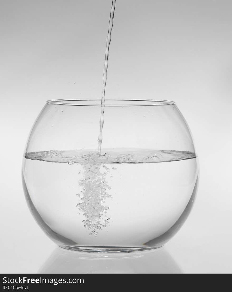 Round aquarium on a white background