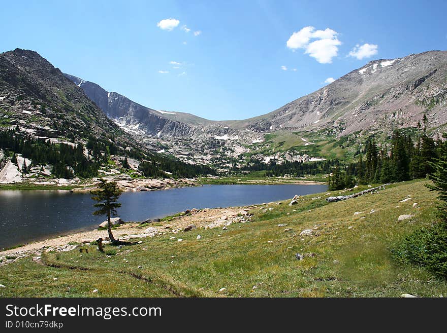 A Lovely Alpine Lake in Rocky Mountain National Park, Colorado. A Lovely Alpine Lake in Rocky Mountain National Park, Colorado