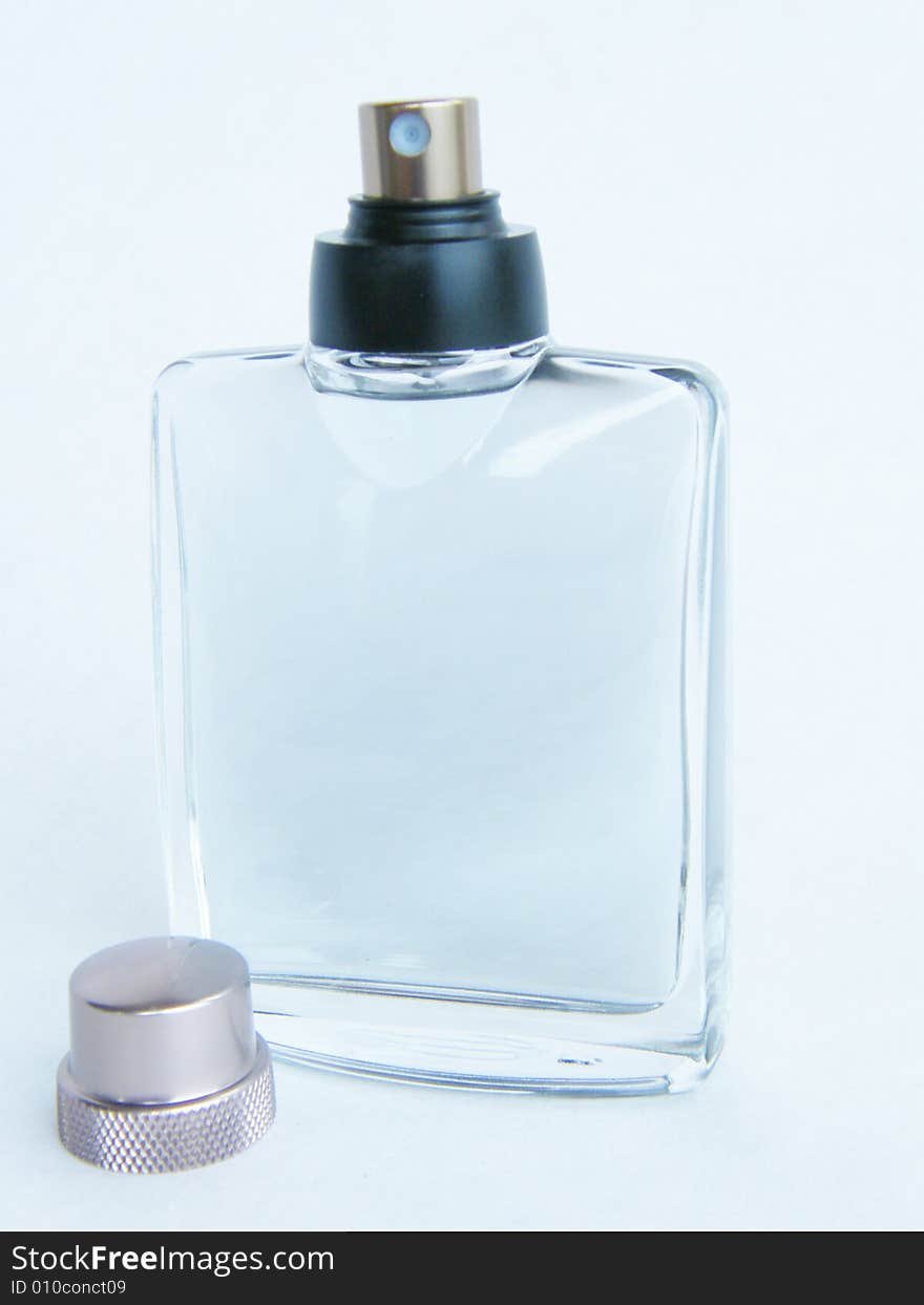 bottle with perfum on a white background