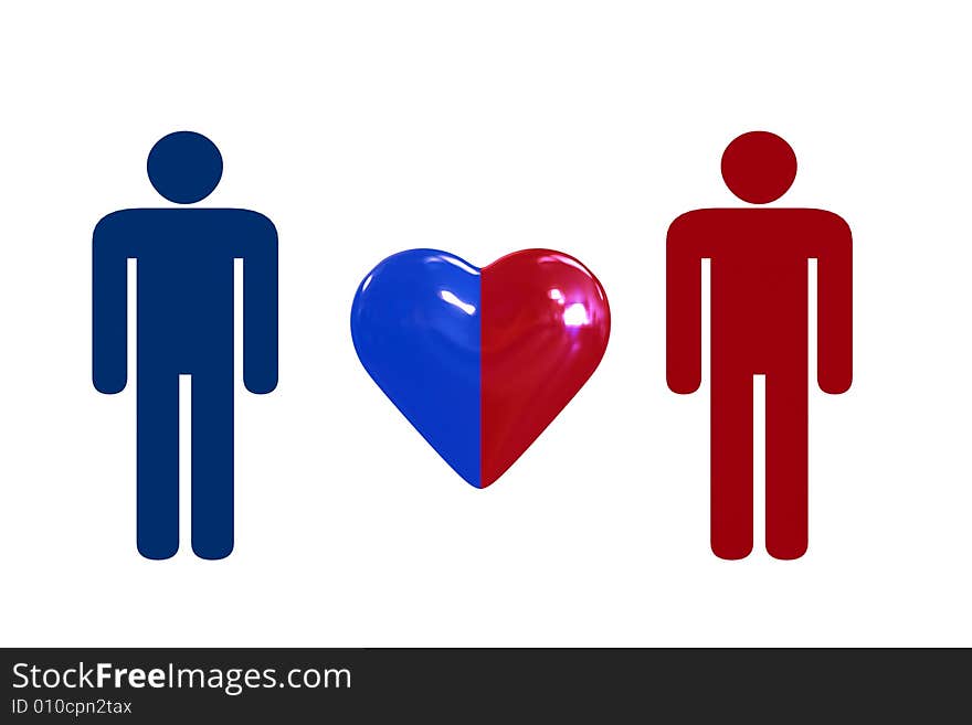 Couple with heart symbol - isolated illustration