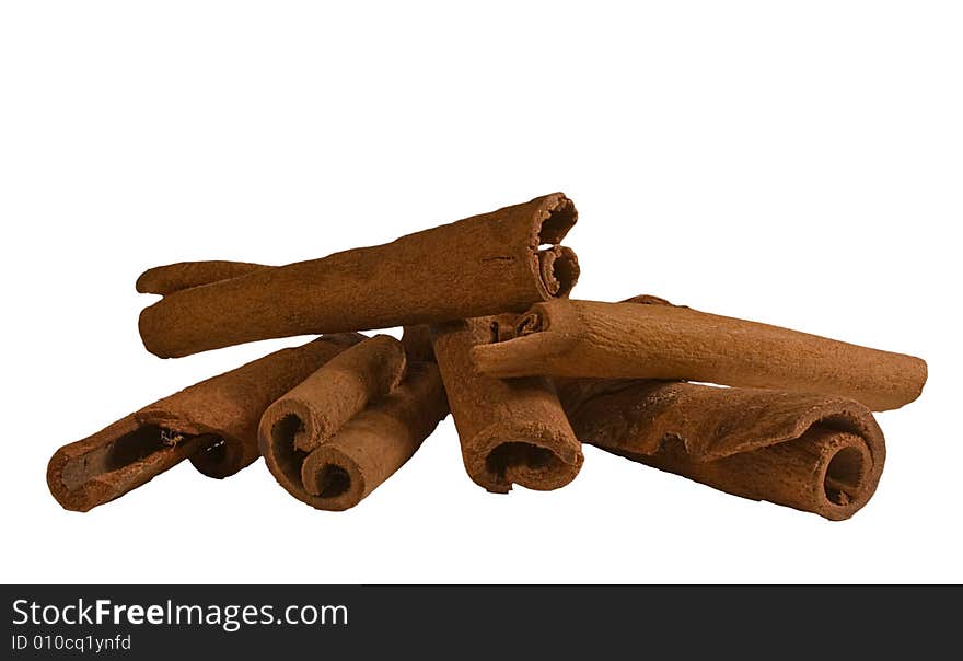 Cinnamon sticks on white background. Cinnamon sticks on white background