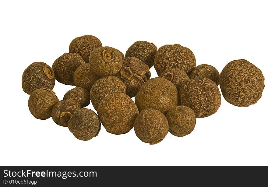 Allspice crops on white background