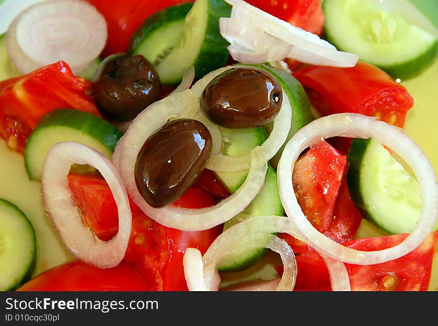 This close up its part of a mediterranean healthy salad. This close up its part of a mediterranean healthy salad