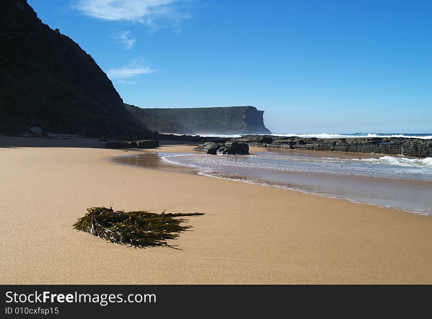 Sandstone rock and ocean