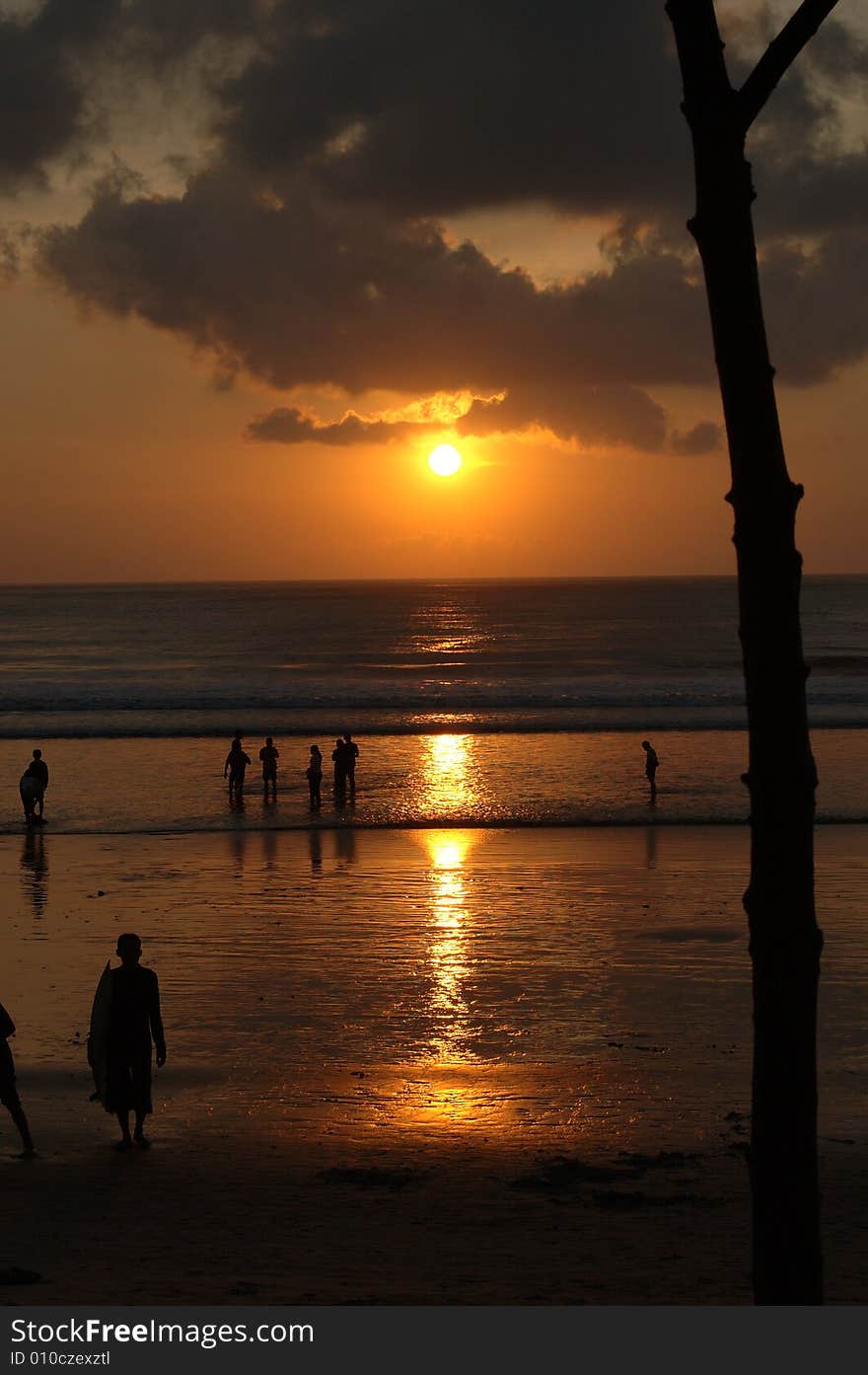 Sunset in Kuta, Bali, Indonesia.