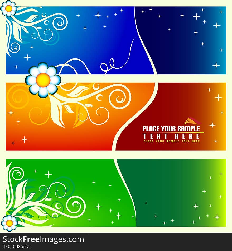 Blue, red and green floral background