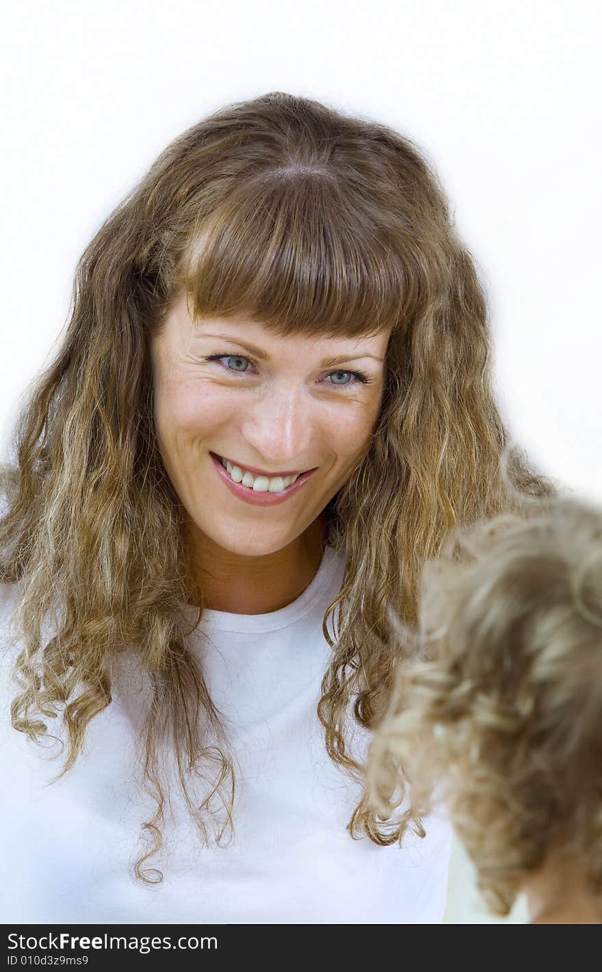 High key portrait of happy mother with baby. High key portrait of happy mother with baby