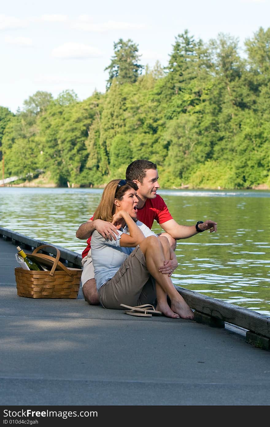 Couple Together On Dock - Vertical