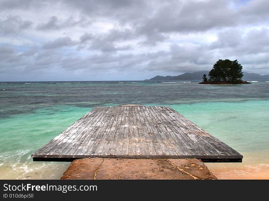 HDR image of the beach in La Digue island, Seychelles. HDR image of the beach in La Digue island, Seychelles