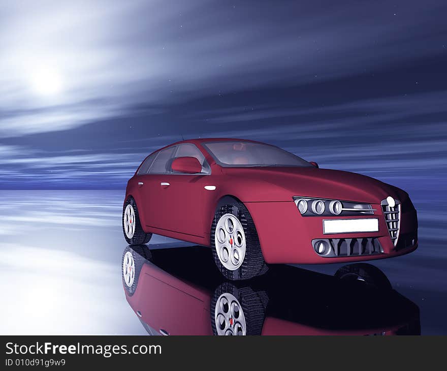 Beautiful dream car. 3d image