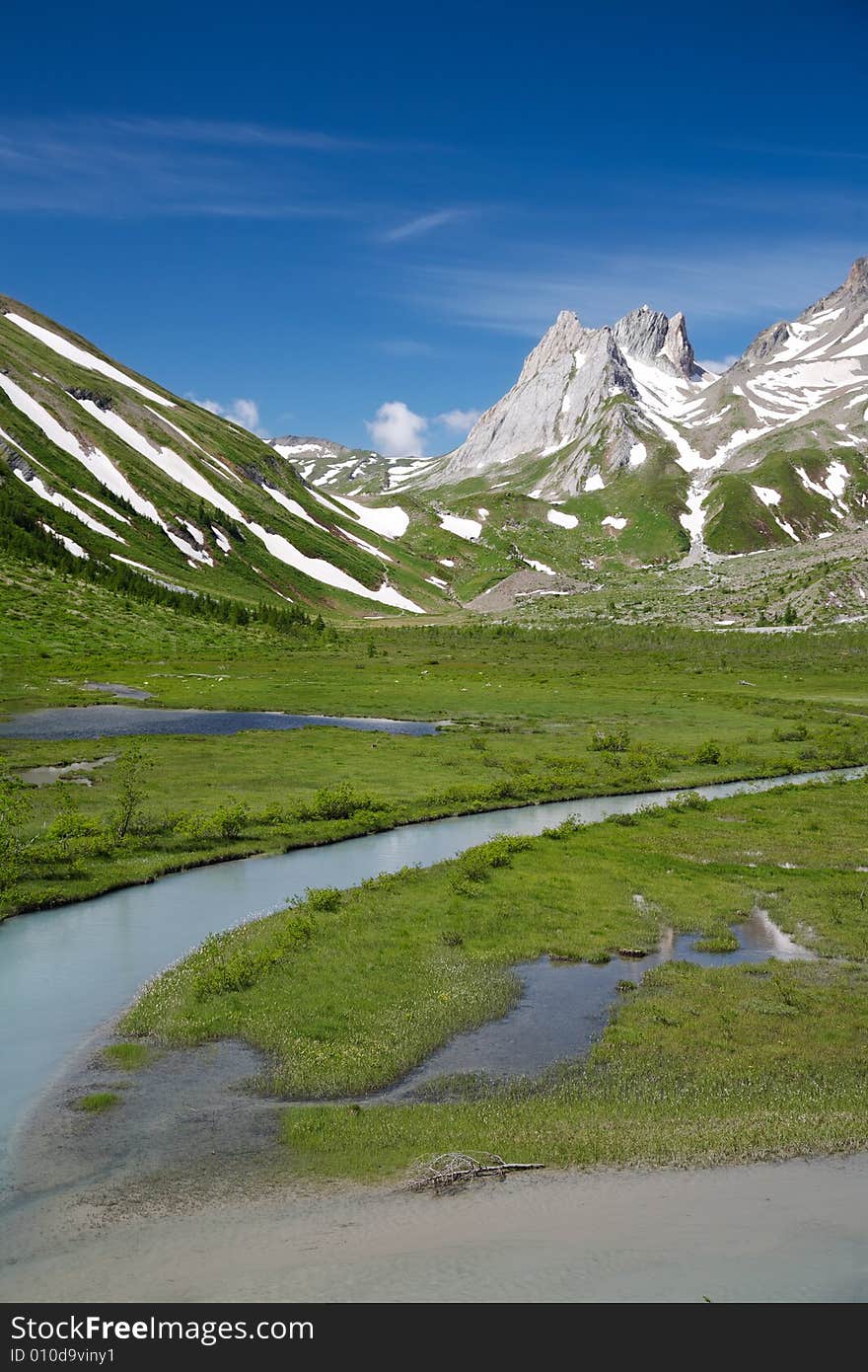 Mountain scenic: Lac Combal, Val Veny, Courmayeur, Italy. Mountain scenic: Lac Combal, Val Veny, Courmayeur, Italy