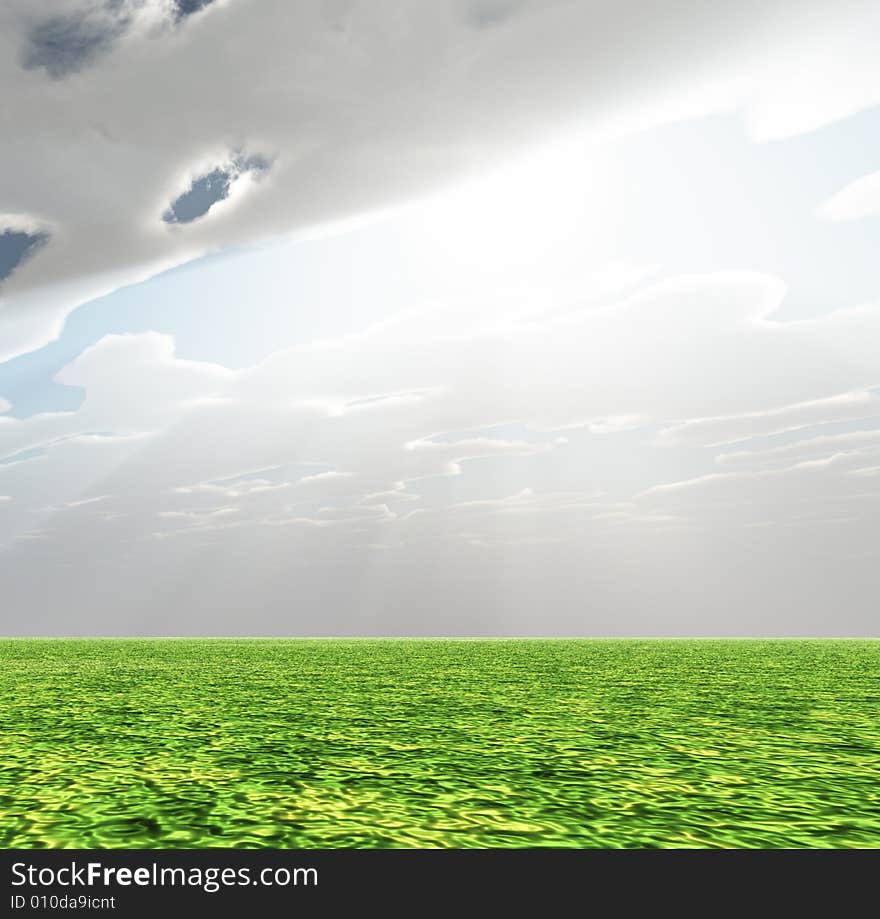 Beautiful summer landscape. 3d image. Beautiful summer landscape. 3d image