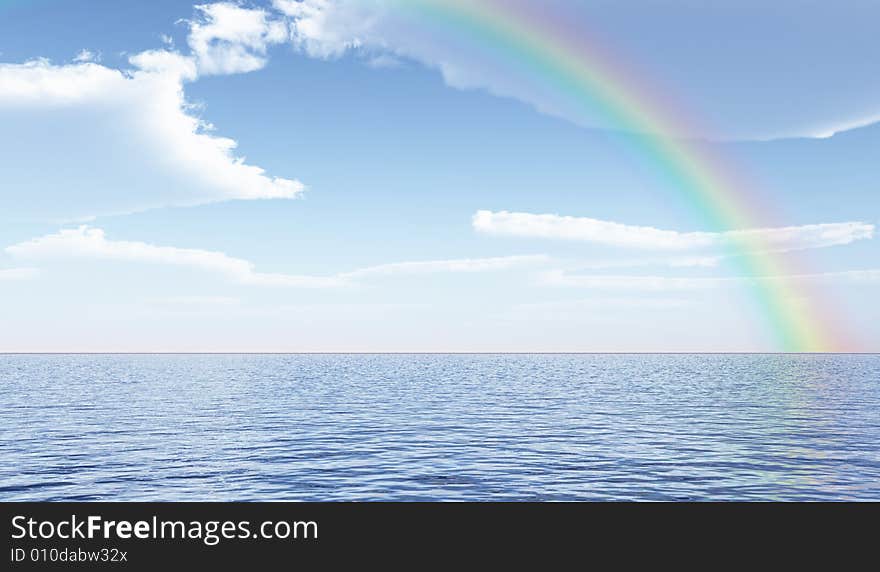 Beautiful rainbow over the sea