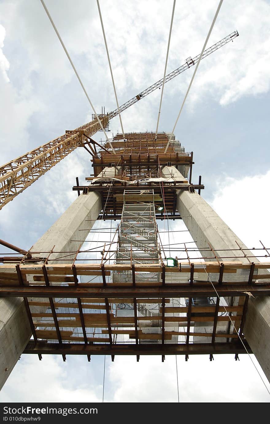 Tower bridger almost finished across the river. Tower bridger almost finished across the river