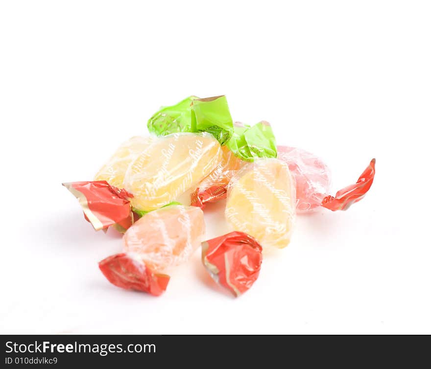 Sweet color candyes at white background