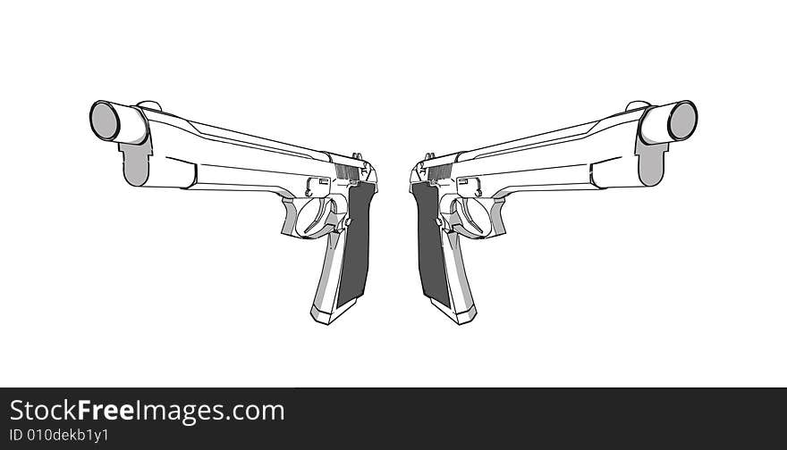 Guns - 3d illustration on white background ( with vector eps format)