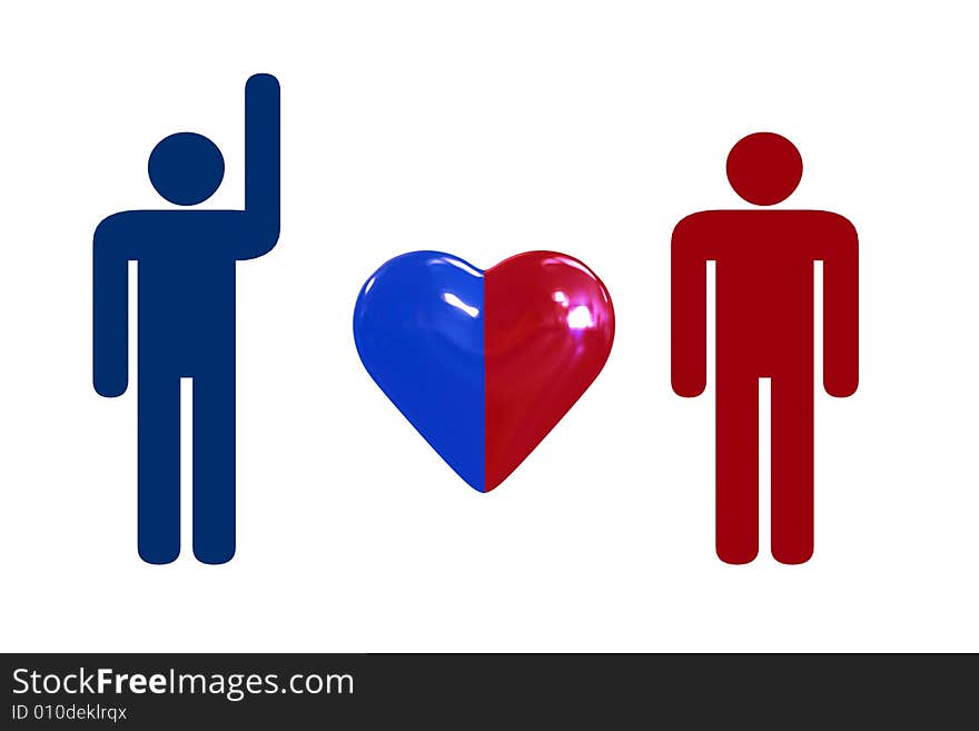 Couple with heart symbol - isolated illustration