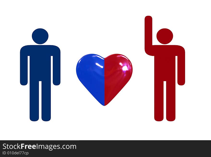 Couple with heart symbol - isolated illustration