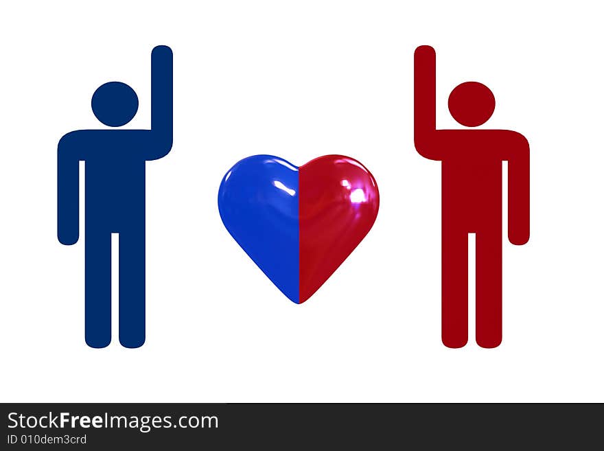 Couple with heart symbol - isolated illustration