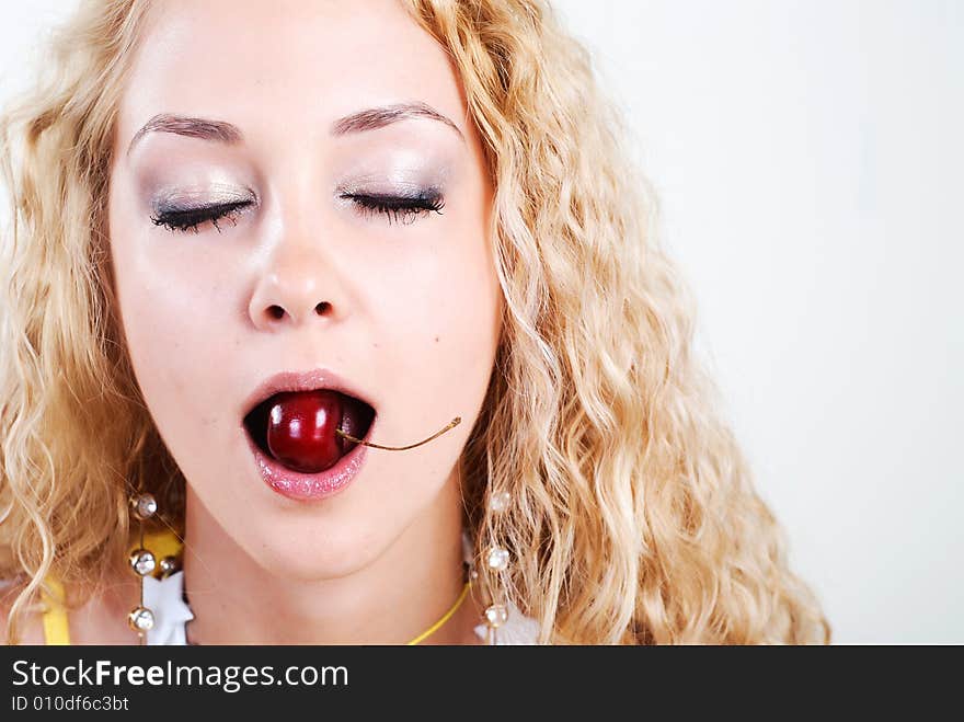 Cherry in mouth