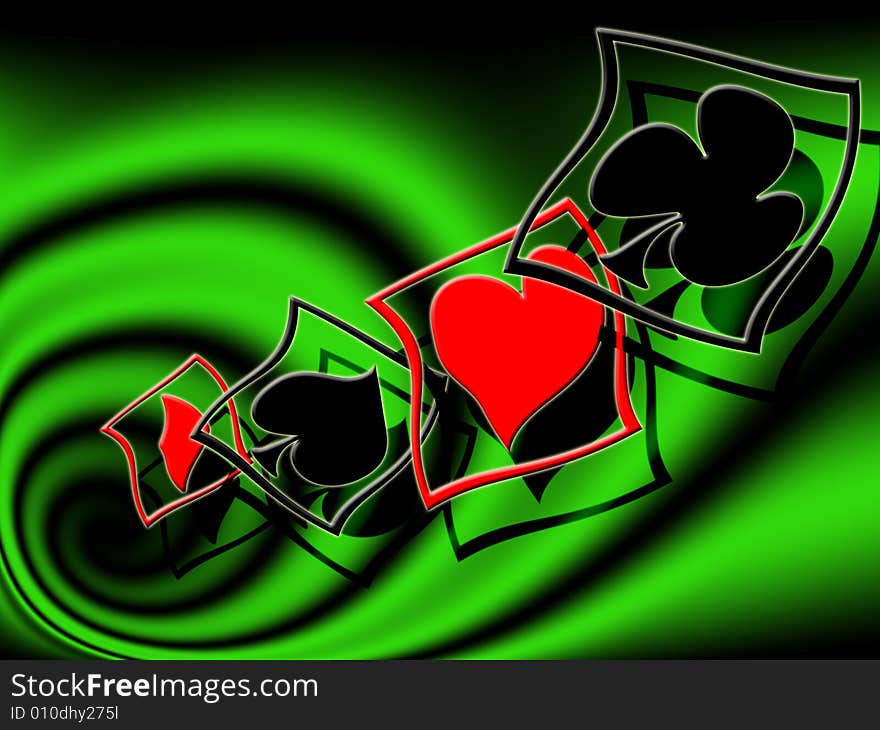 Shapes of playing cards suits abstract background