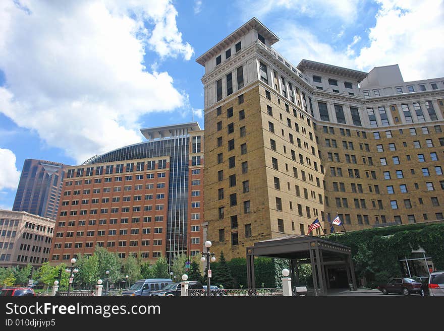 A picture of office buildings in downtown St. Paul. A picture of office buildings in downtown St. Paul