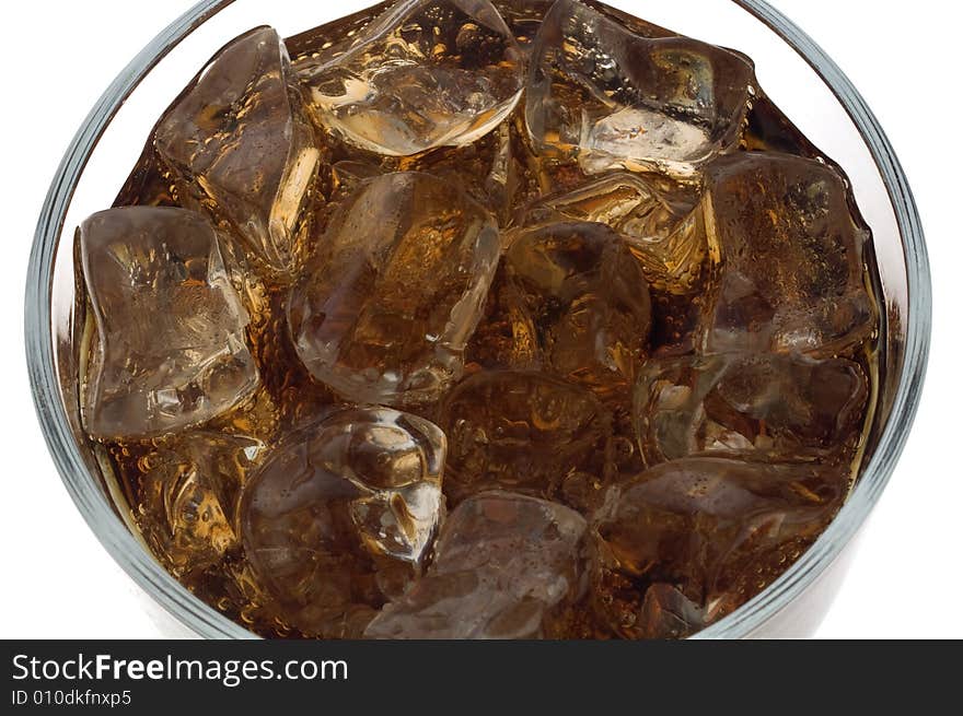 Close up of cola with ice