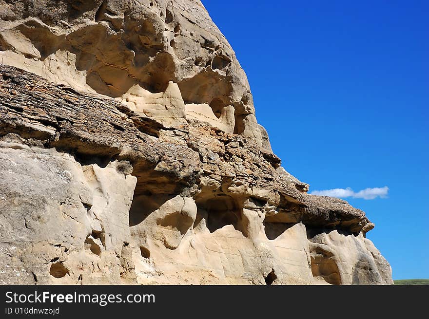 Hoodoos and sandstones in writing-on-stone provincial park, alberta, canada