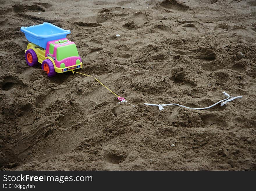 Toy Truck on the Beach sand