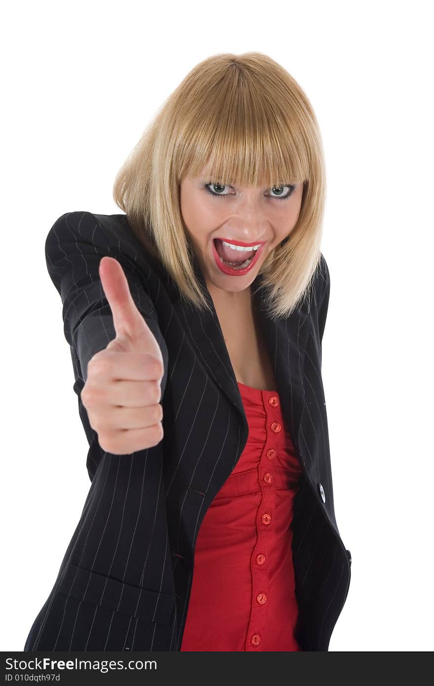 Expressive woman on white background