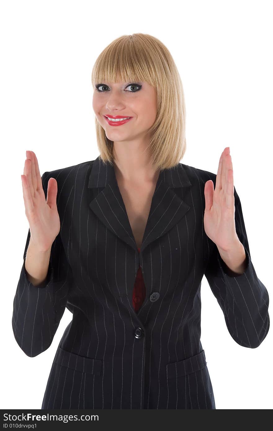 Expressive woman on white background