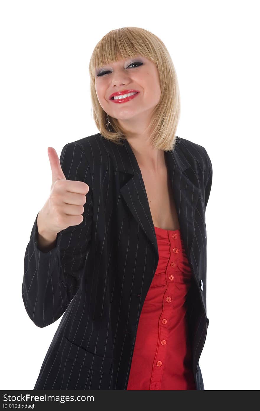 Expressive woman on white background