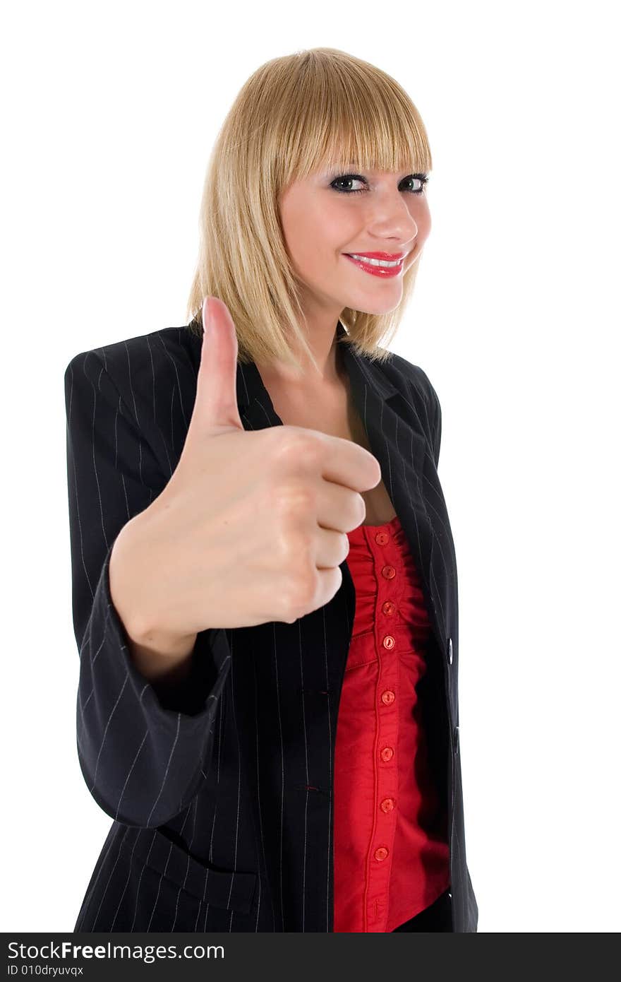 Expressive woman on white background