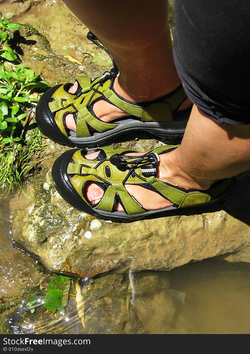 Green wet sandals